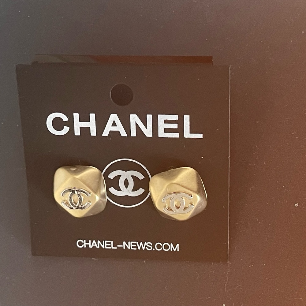 ‘CHANEL’ Gold Iconic Logo Earrings